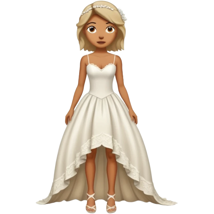 woman ripped wedding dress standing on foot emoji