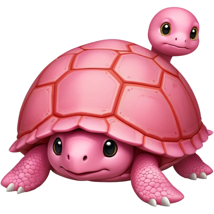 light pink turtle with a much bigger head in chibi style, red shell, cute, adorable, looks like a stuffed animal with no details in skin emoji