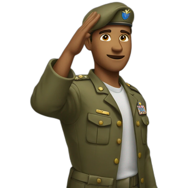 A man salutes with his hand like a soldier sol emoji