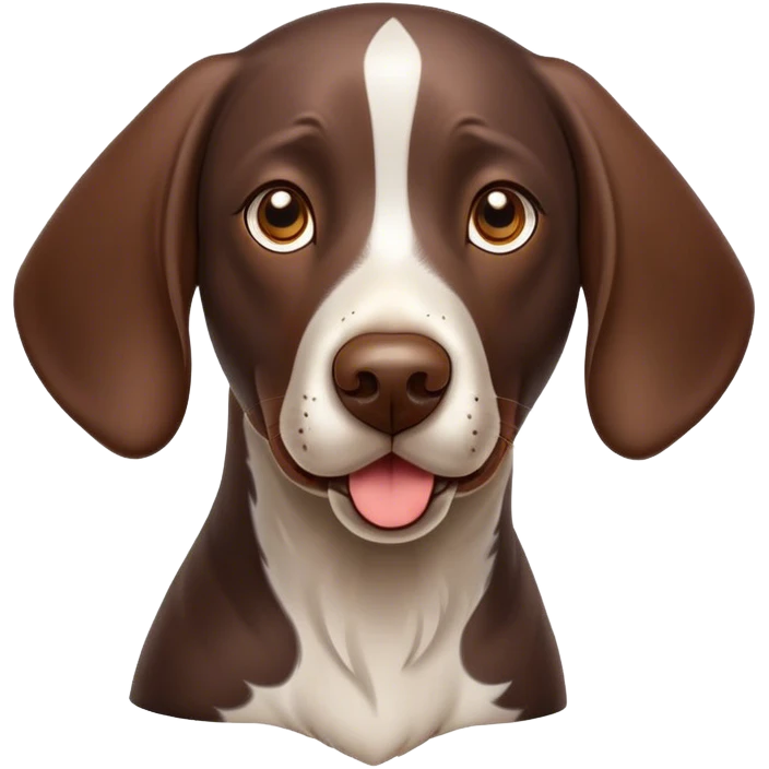 Cinematic Cute German Pointer Portrait Emoji, Playful and charming, soft brown and white tones, Simplified yet expressive features, highly detailed, glowing with a warm, friendly glow, high shine, joyful and loyal, stylized with a touch of whimsy, curious and alert, soft glowing outline, capturing the essence of a playful pup ready for adventure, so endearing it feels like it could jump out of the screen and wag its tail! emoji