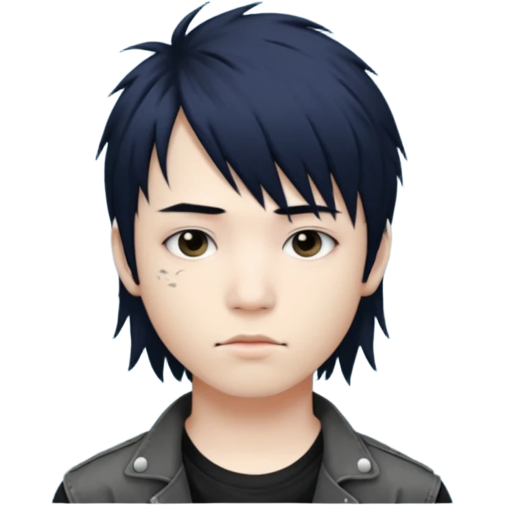 zombie boy with mullet, grunge emo style, hot, Asian features emoji