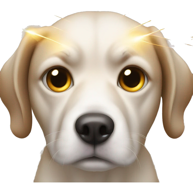Dog shooting laser beams out of eyes emoji