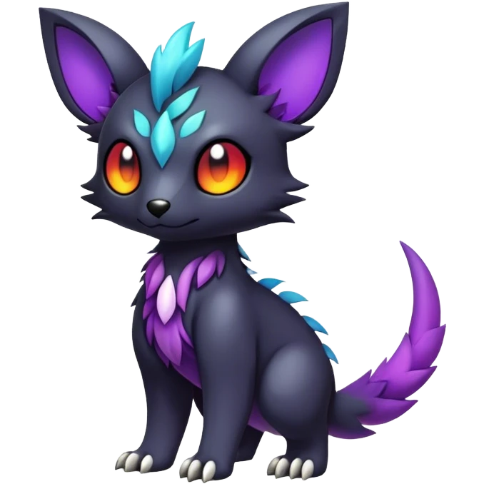 Cute cool colorful dark fantasy animal hybrid Fakemon full body emoji