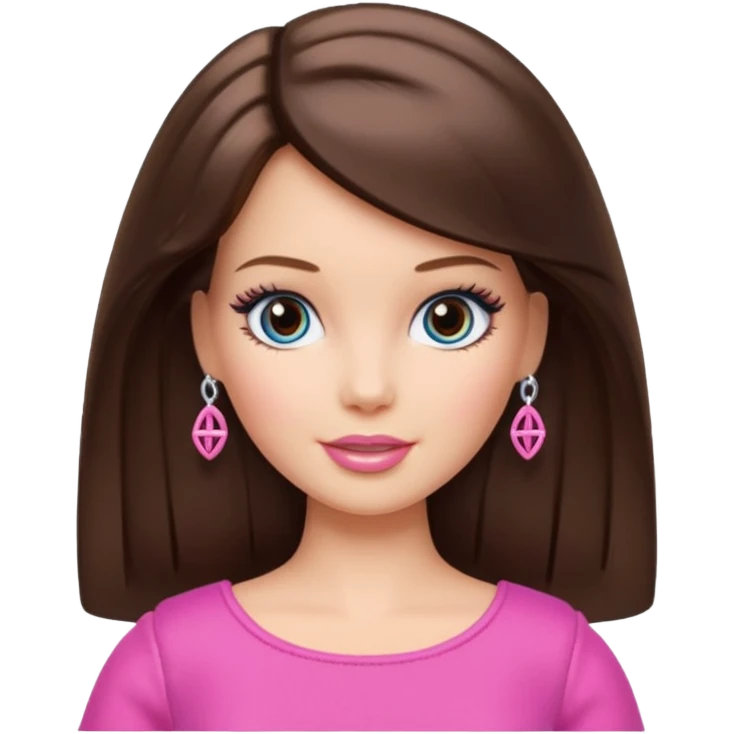 Beautiful Barbie brunette hair. White skin emoji