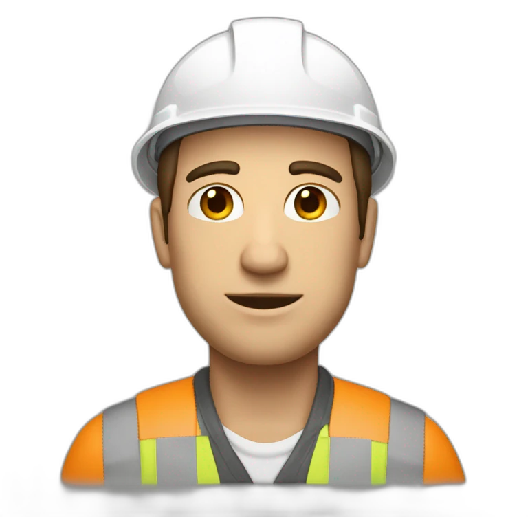 Engineer, white hard hat, fair skintone, bad haircut emoji