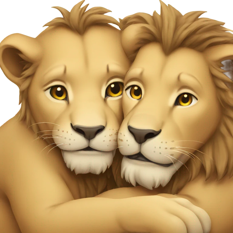 Lions cuddling  emoji
