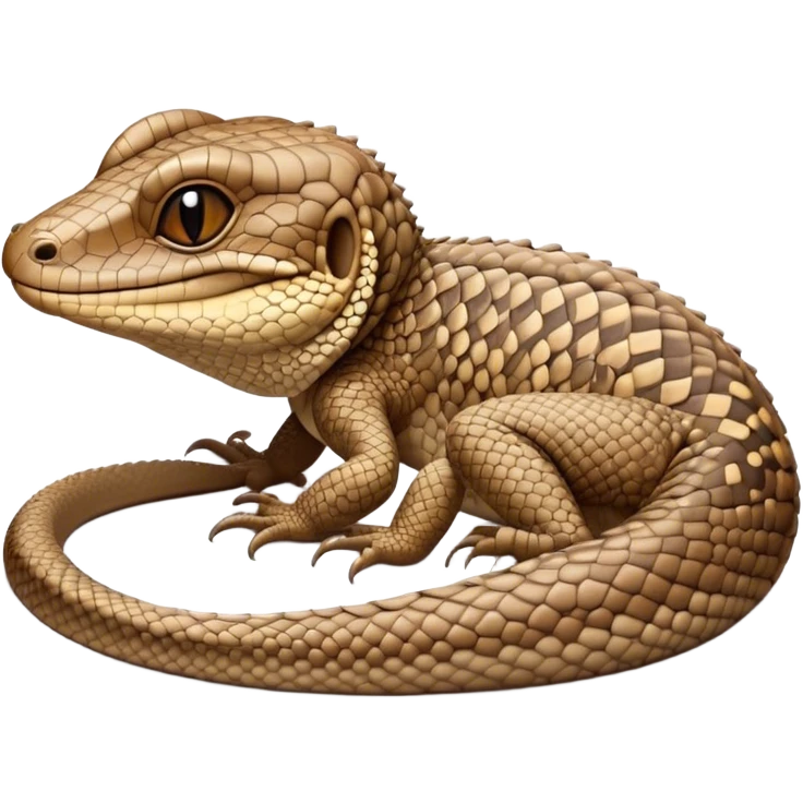 Meme-Worthy cute Sleeping brown camo spotted monitor Lizard Portrait Emoji, Head resting peacefully with a contented smile, showcasing intricately patterned scales and eyes gently closed in serene slumber, Simplified yet comically adorable features, highly detailed, glowing with a soft, drowsy earthy light, high shine, relaxed and utterly lovable, stylized with an air of playful laziness, bright and heartwarming, soft glowing outline, capturing the essence of a sleeping reptilian guardian that feels destined to become the next viral icon of adorable rest! emoji