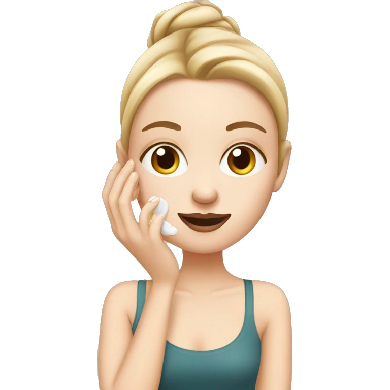 white girl applying cream on face emoji