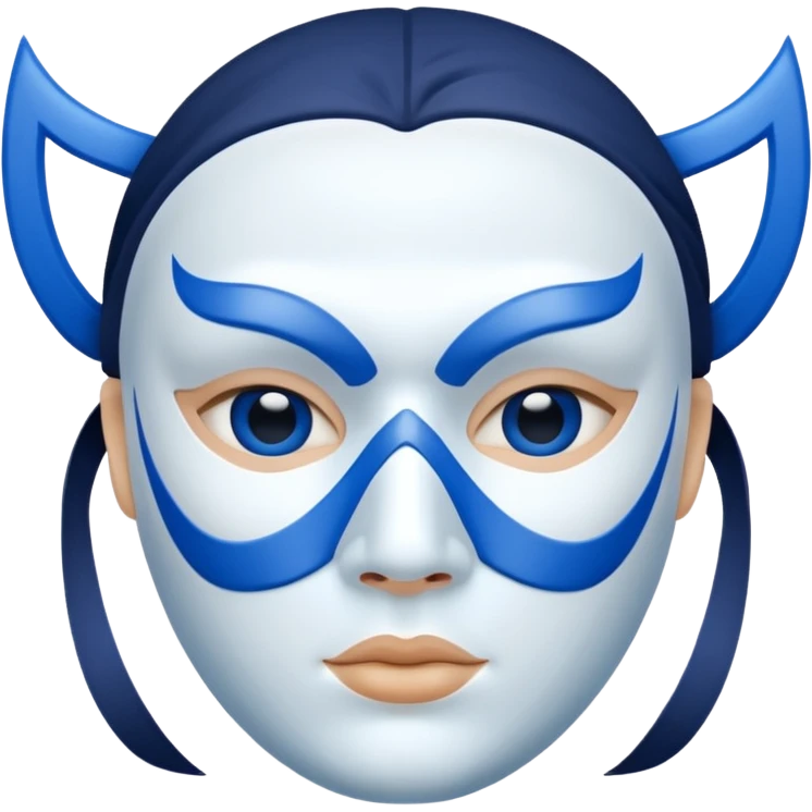 face with mask blue and white emoji