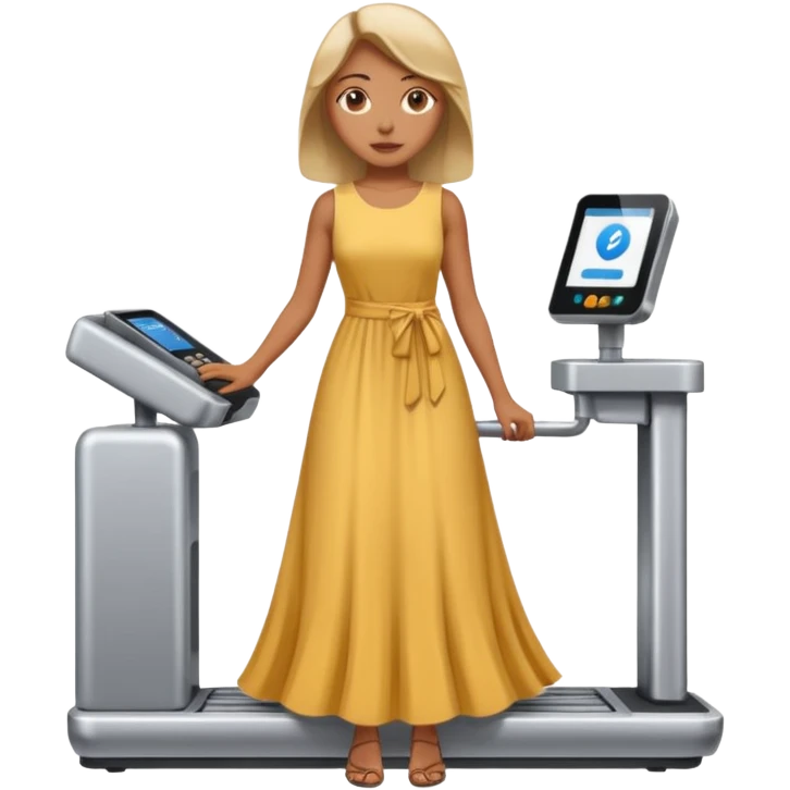 women is standing on weight check machine emoji