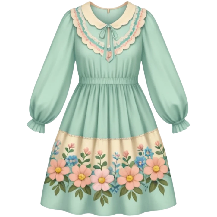 Cottagecore style ultra cute vintage material dress emoji
