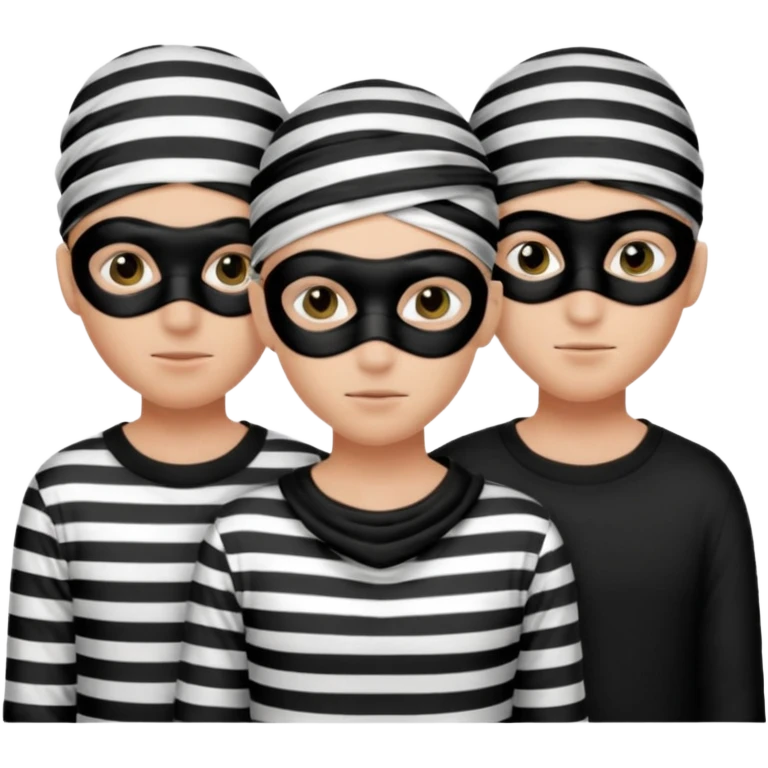 3 theif robbers emoji,Stripped shirt,eye mask, black head. emoji