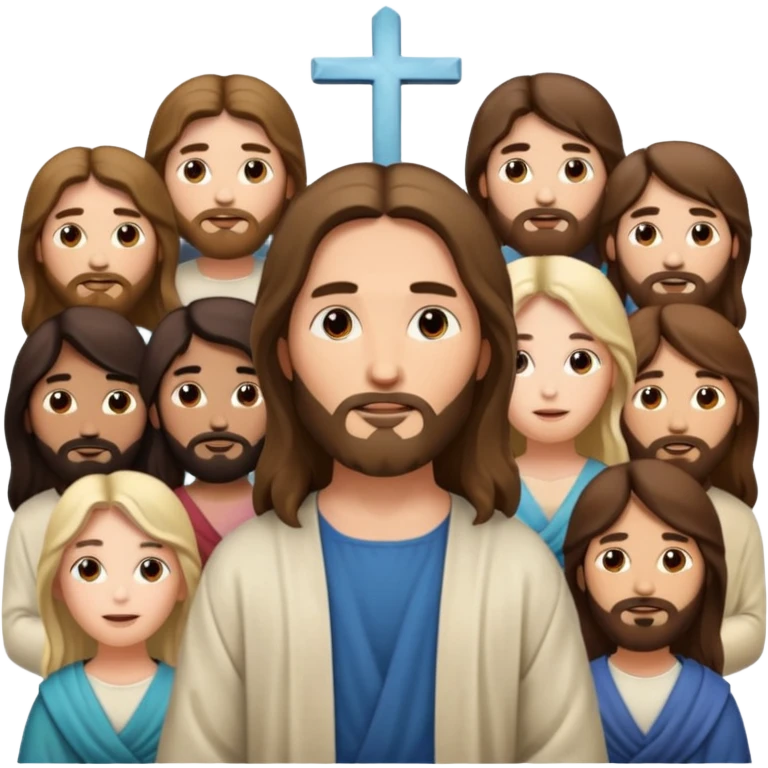 Jesus in the center with a group of followers emoji