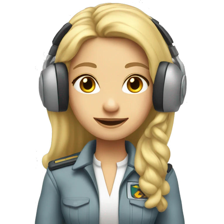 Blonde Pilot girl with headset and long hair  emoji