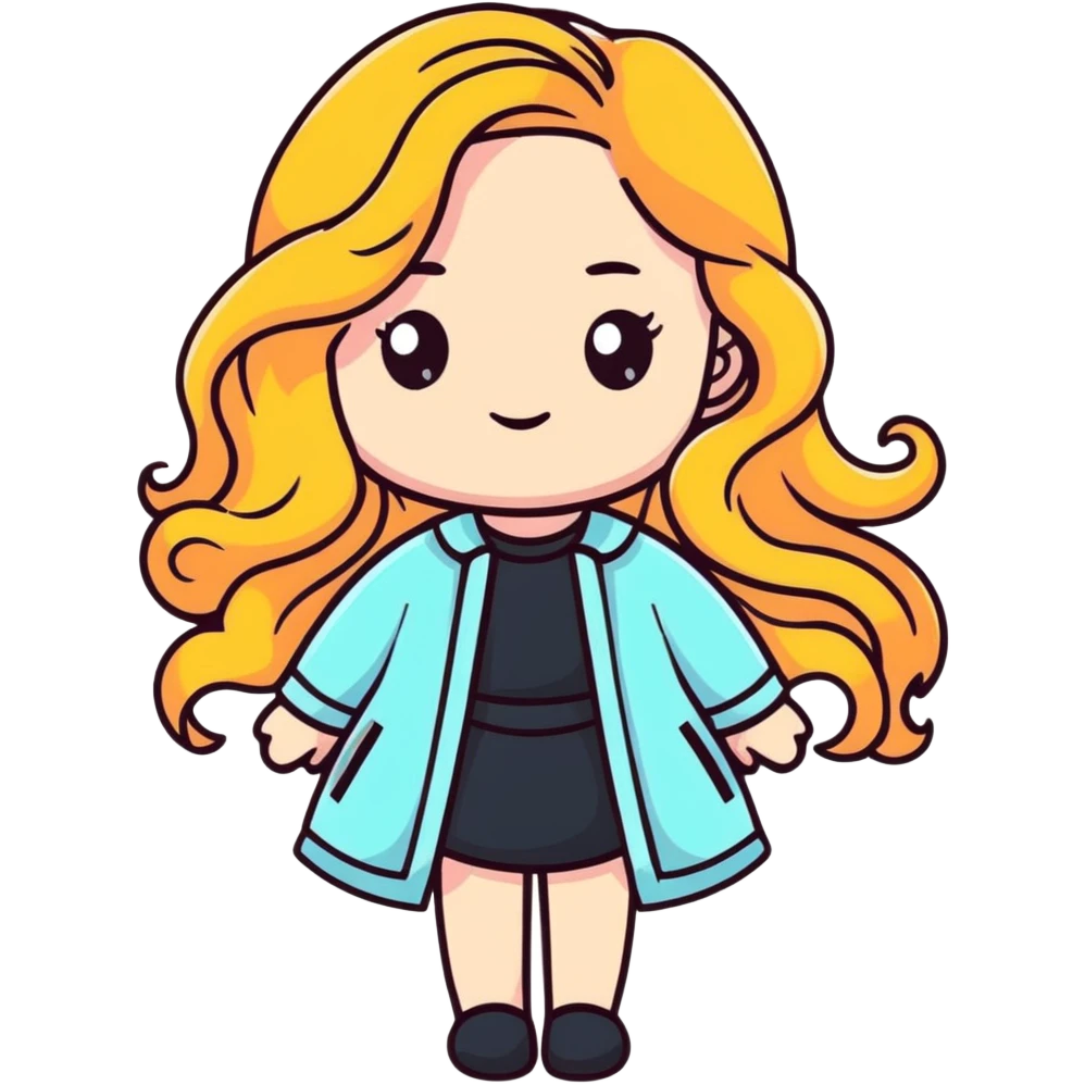 Stylish girl with long flowing wavy hair in fashionable outfit emoji