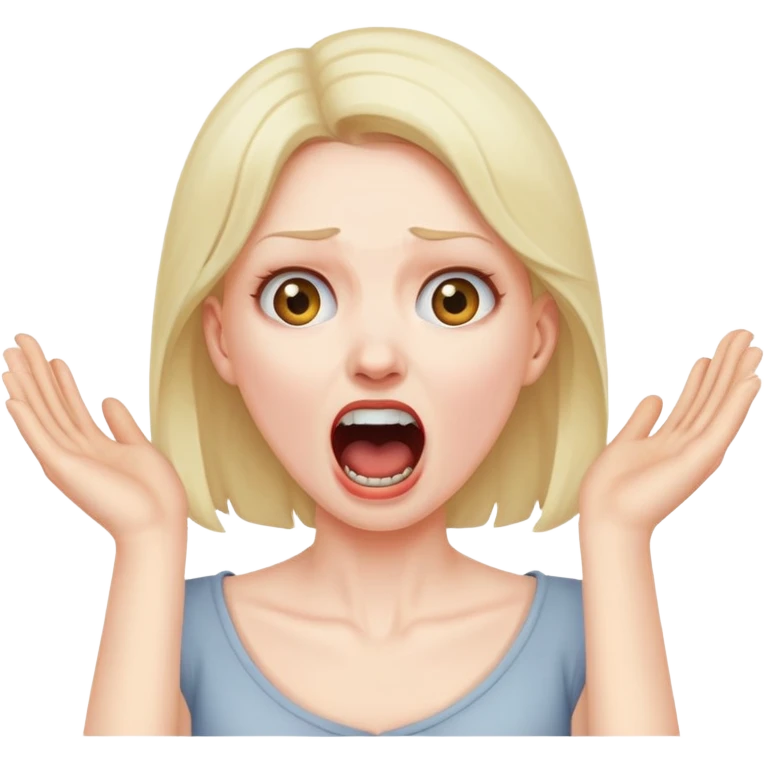 female with hands around neck screaming  emoji