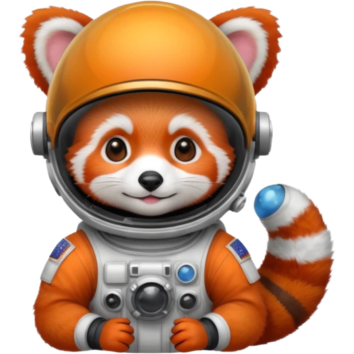baby cute red panda in astronaut helmet emoji