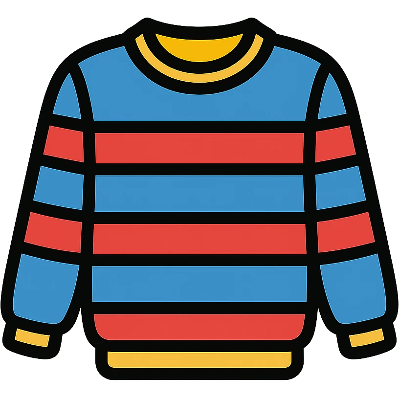 sweater with blue and red horizontal stripes, clean icon style emoji