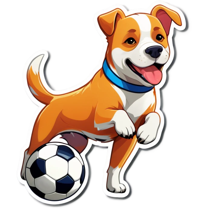 A dog playing fifa  emoji