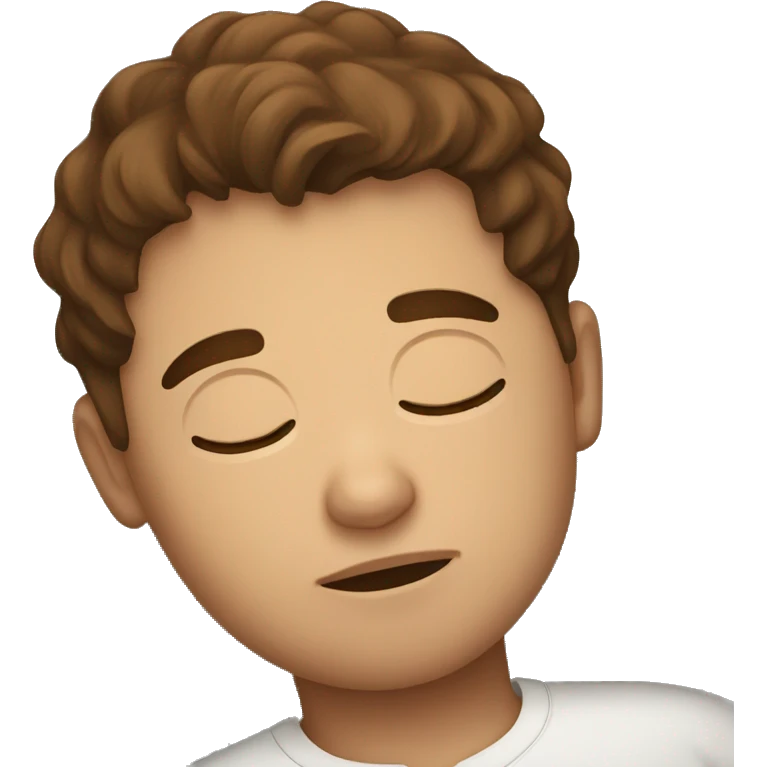 Brown hair boy sleeping in bed emoji