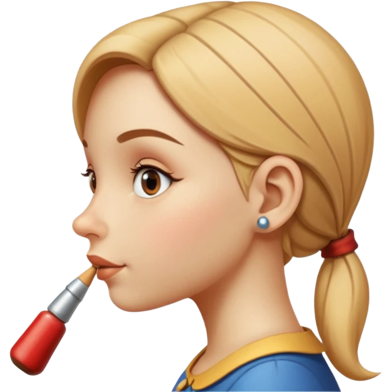 Girl with pinocchio effect, side view emoji