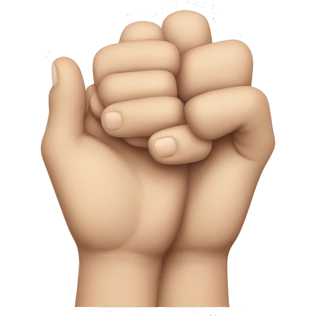 clasped hands with thumbs touching (as if scheming emoji