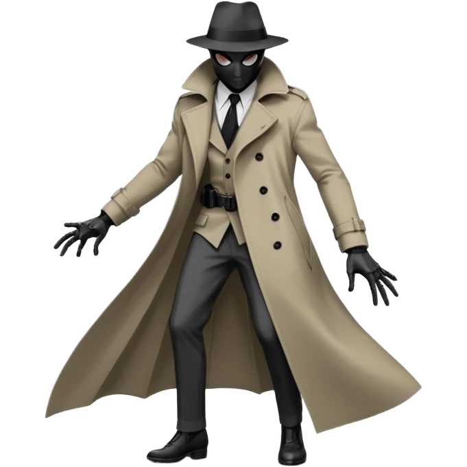 Die-cut sticker of Spider-Noir, monochrome black and grey palette, trench coat fluttering, 1940s detective aesthetic. Sharp edges, heavy shadows, white border, isolated on white background, high detail. emoji