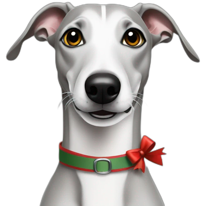 Grey Whippet celebrate santa emoji