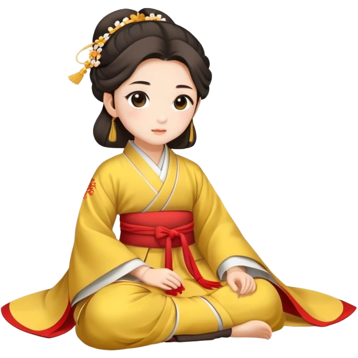Beautiful girl in Hanfu sitting on the ground emoji