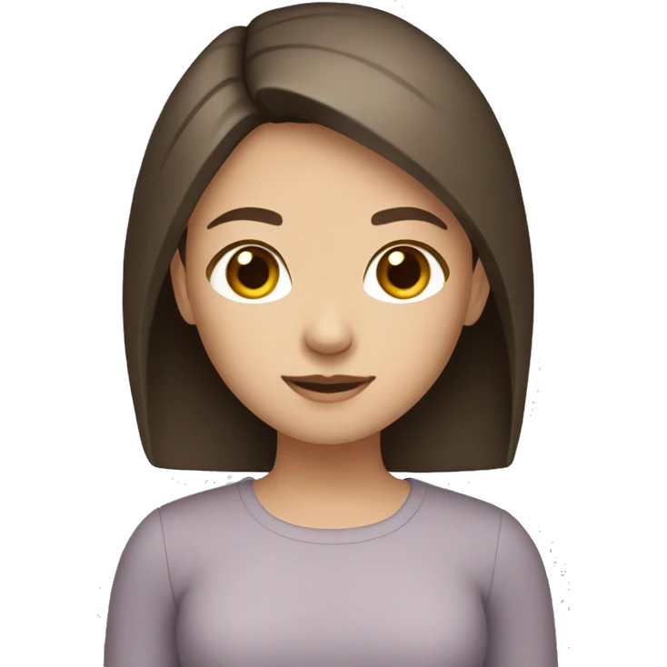 caucasian girl with medium straight dark brown hair, light brown eyes emoji