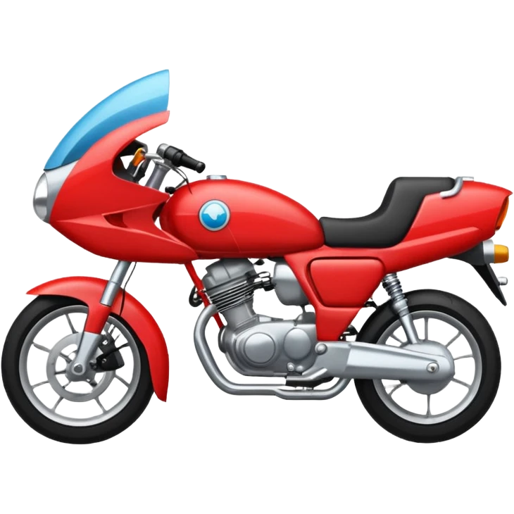 Motobike With Body Color Is Red and Sky Blue With Second Wheels Is 2 wheels emoji