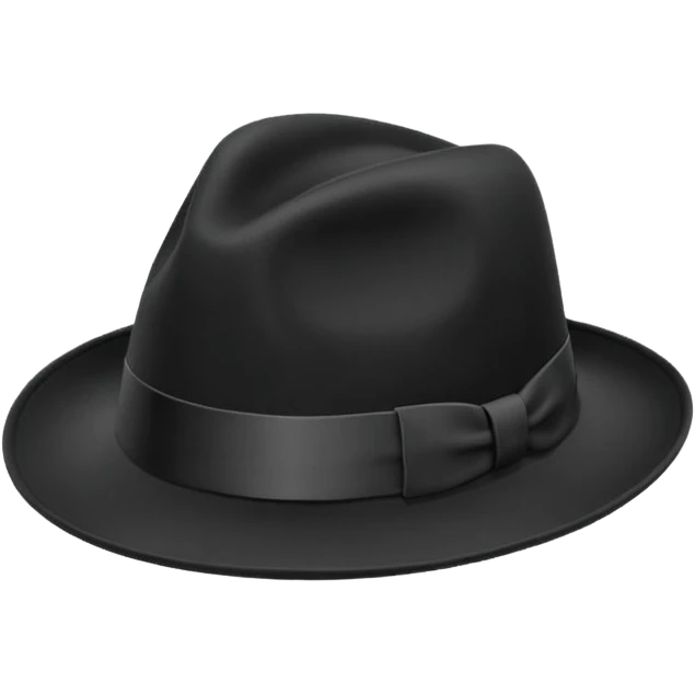 fedora, isolated, transparent background, black emoji