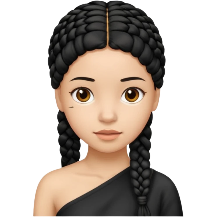 Girl with black braid  on one shoulder that is plain at the head emoji