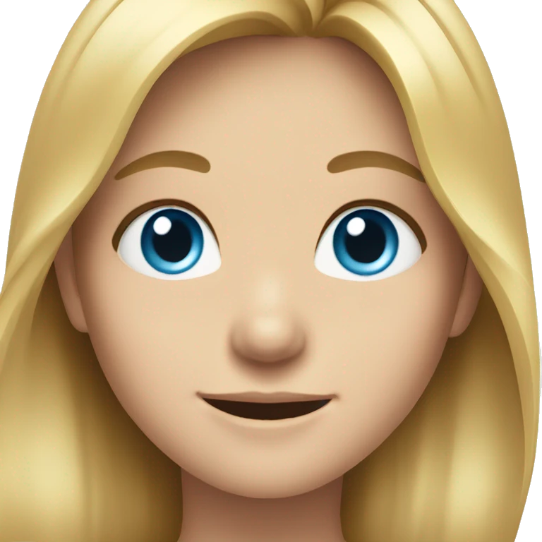 smiling girl with long hair light blue eyes emoji