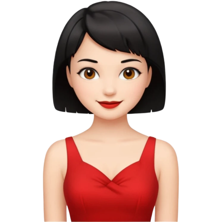 Chica con vestido rojo y pelo corto negro súper sexy emoji