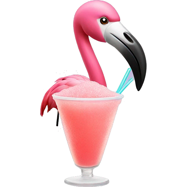 flamingo drinking a slushie emoji