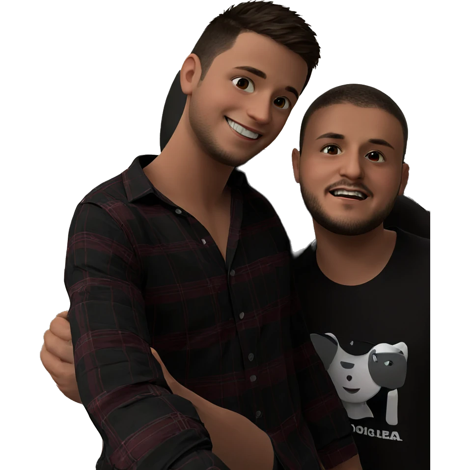 two boys sharing a smile emoji