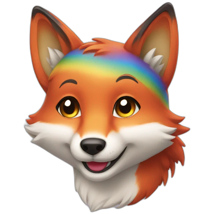Rainbow fox smiling emoji