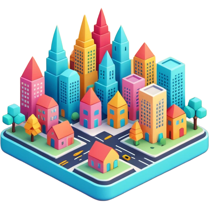 3d cute simple minimalist city emoji