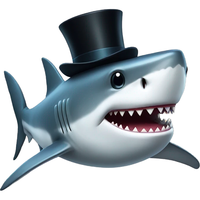 Shark with a top hat emoji