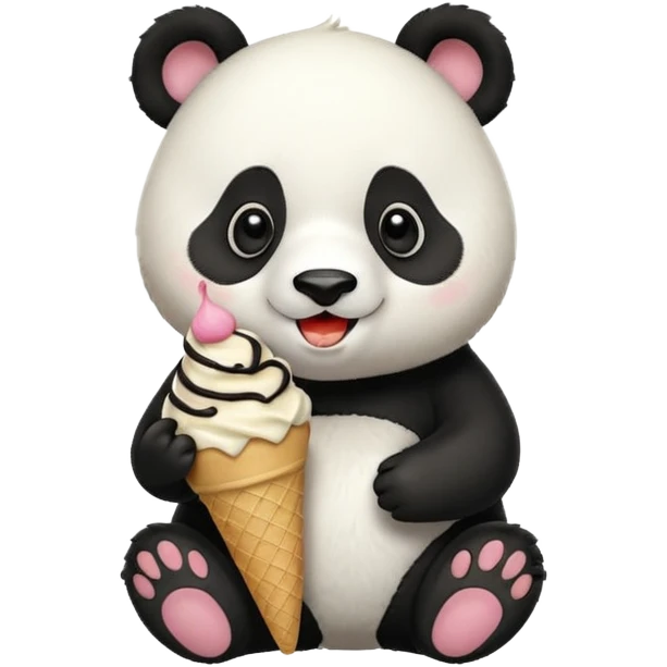 Panda eating ice cream emoji