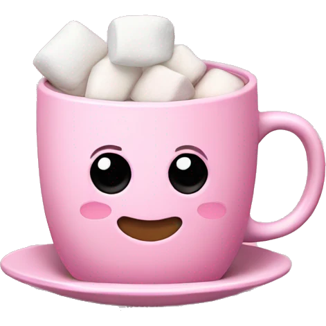 Pink mug of hot coco with marshmallows  emoji