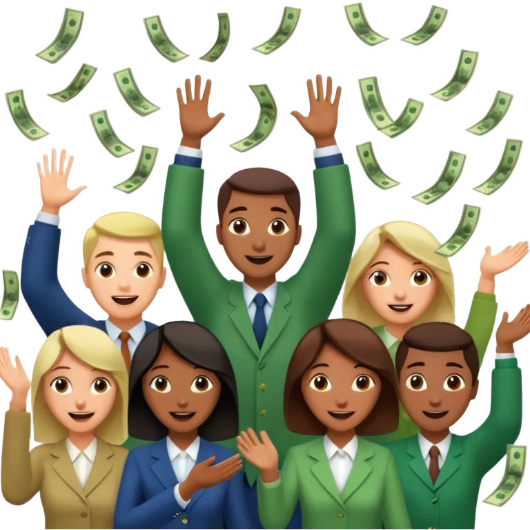 money falling onto a group of people emoji