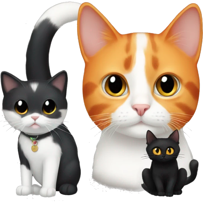 orange cat and white cat and black cat emoji