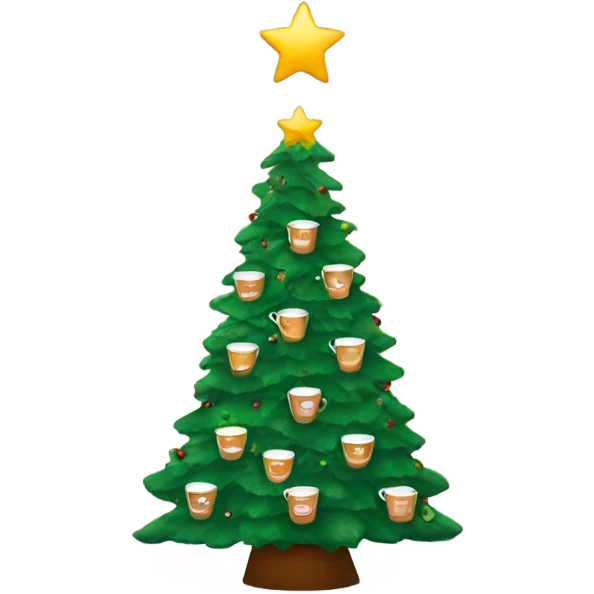 A large Christmas tree with cups of espresso  emoji
