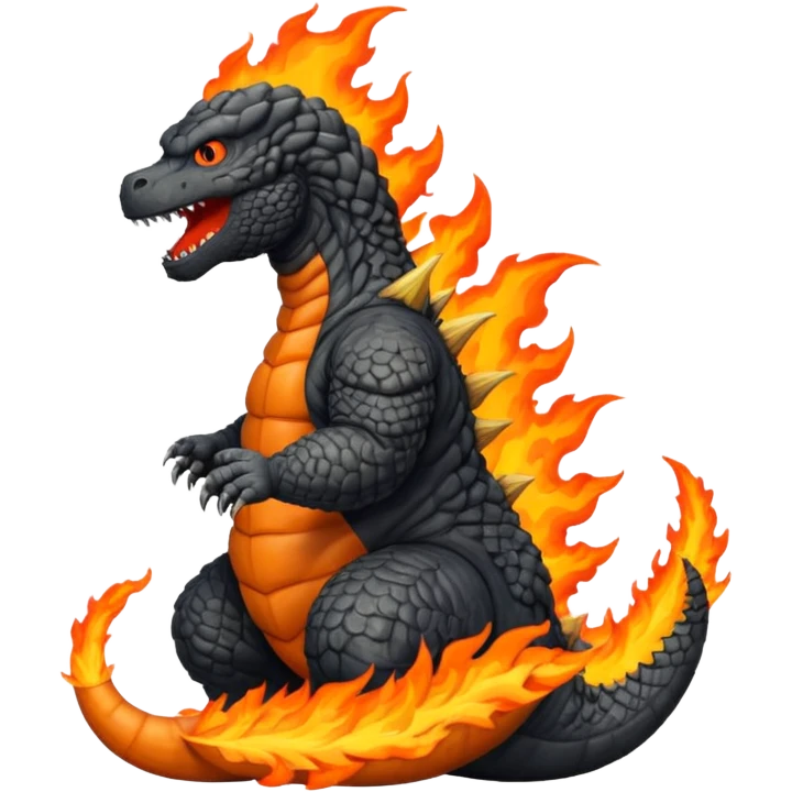 Godzilla pooping fire emoji
