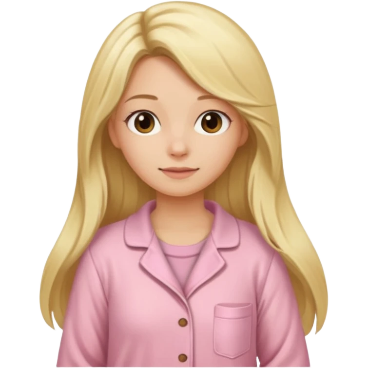Brown and soft pink cozy two pieces blonde long hair lady pijama emoji