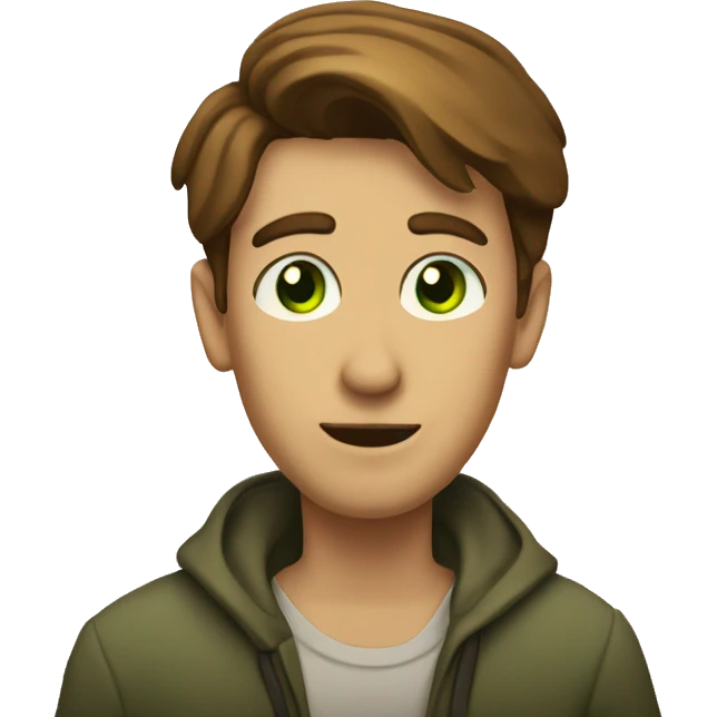 a light-skinned green-eyed man with brown hair sitting in front of the paper scroll  emoji