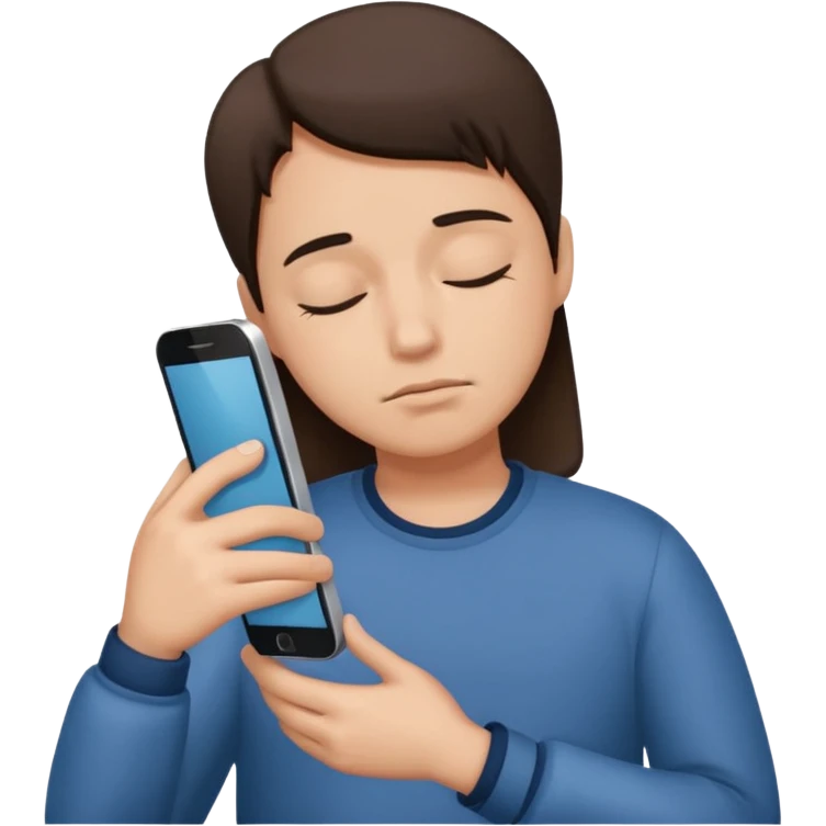 sleepy but holding phone emoji