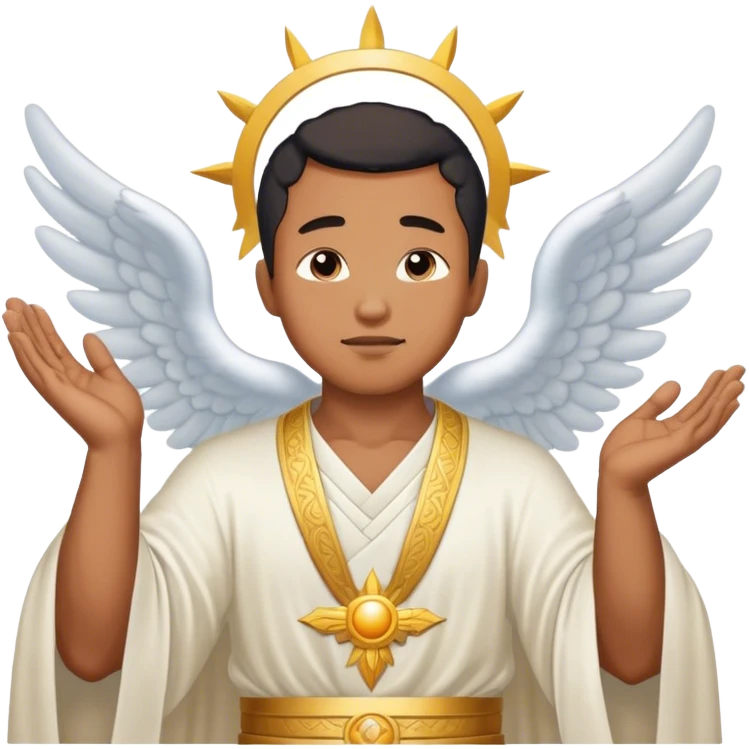 Blasian God the Father looking down from heaven with his right hand raised emoji